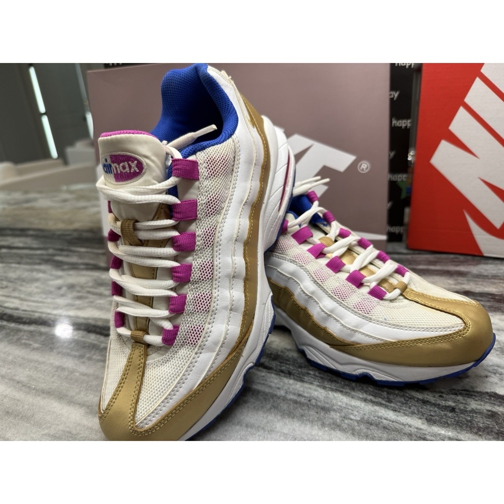 Nike Air Max 95 LE GS Size 7Y Gold Blue Peanut Butter Jelly Sneakers 310830-120